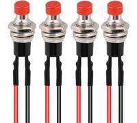 RUNCCI-YUN 4Pcs 7mm mini rond Autobloquant bouton poussoir 12v,SPST on/Off, bouton poussoir arduino,pour Trompette de Voiture, PC, Lampe de Table, Sonnette de Maison （rouge）