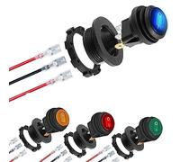 RUNCCI-YUN 4Pcs interrupteurs à bascule 12V,interrupteur rond bouton 12v, LED Interrupteur à Bascule étanche rond, étanche rond, 2 positions SPST 3 broches pour voiture, bateau, appareils ménagers