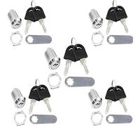 RUNCCI-YUN 5 pcs Serrure à Came,Serrure Batteuse Cylindre, Verrou de Porte pour Armoire, Serrure Batteuse a Came Barillet pour Boite aux Lettres Tiroir - 20mm