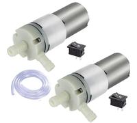 RUNCCI-YUN Lot de 2 micro-pompes à moteur 6 V-12 V pour aquarium, auto-amorçantes, 370 CC 12 V, mini pompe à membrane silencieuse, pour machine à thé, aquarium
