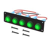 RUNCCI-YUN Panneau d'interrupteur à Bascule à 5 Gangs, Interrupteur à Bascule Marche/Arrêt Vert SPST 12V / 24V Pour Camion de Bateau Marin de Voiture