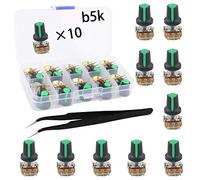 RUNCCI-YUN10pcs linéaire rotatif potentiomètre,WH148,Potentiomètre 5k, (1 × pincettes anti-statiques)