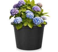 Runder schwarzer Plastik-Blumentopf für den Garten, 39 cm