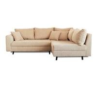 Rune - canapé d'angle droit - 4 places - avec pouf d'appoint - en velours côtelé - Beige