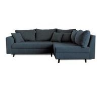 Rune - canapé d'angle droit - 4 places - avec pouf d'appoint - en velours côtelé - Bleu nuit