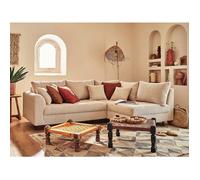 Lisa design Canapé d'angle droit Rune 4 places en velours côtelé Beige