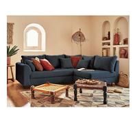 Lisa design Canapé d'angle droit Rune 4 places en velours côtelé Bleu nuit