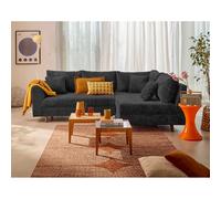 Rune - canapé d'angle droit 4 places en velours texturé - Gris Anthracite Gris Anthracite G