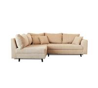 Lisa Design – canapé d'angle gauche Rune 4 places avec pouf d'appoint en velours côtelé Beige