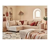Rune - canapé d'angle gauche - 4 places - avec pouf d'appoint - en velours côtelé