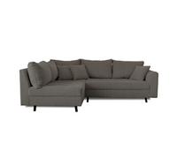 Rune - canapé d'angle gauche - 4 places - avec pouf d'appoint - en velours côtelé - Gris foncé