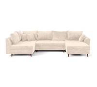 Best mobilier Canapé panoramique Rune Lisa design d'angle gauche 7 places velours texturé beige