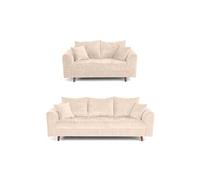 Rune - Ensemble de canapés droits 2+3 places velours texturé - Beige