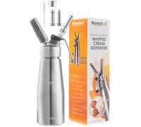 Runesol Siphon Chantilly Professionnel Aluminium 500ml, Sans Fuite Syphon Cuisine de Chantilly 3 Douilles en Acier Inoxydable et 1 Brosse, Siphons à Cuisine, Siphon de Chantilly, Cadeau de Patisserie