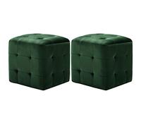 Runheo 2 pcs Tables de Chevet Vert Velours 30x30x30 cm Cadre Bois, Rangement Pratique, Meuble Polyvalent pour Chambre Salon, siège ou Repose-Pied, Style Contemporain avec capitonnage