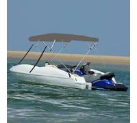 Runheo 4-Bow Bimini Top Gris 243 x 244 x 137 cm avec cadre en aluminium, polyester 600D enduit PU, protection contre les intempéries, protection solaire pour marine et transport