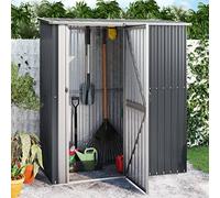 Runheo Abri de Jardin Anthracite en Acier galvanisé 180,5x97x209,5 cm avec Porte verrouillable et Toit en Pente idéal pour Rangement extérieur et Stockage d'outils