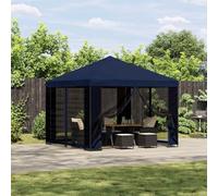 Runheo Abri de Jardin avec parois 3 x 3 m Bleu Polyester et Acier Robuste pour terrasse Patio extérieur Protection Solaire résistante au Vent Structure Stable et Facile à Assembler