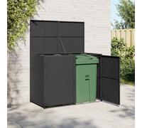 Runheo Abri pour Poubelle Double en résine tressée Noir 148x80x111 cm avec Portes verrouillables pour Stockage extérieur Jardin Cour terrasse