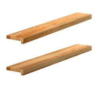 Runheo Appuis de fenêtre 2 pcs marron clair en bois de chêne massif dimensions 100x15x2 cm pour rénovation pose remplacement fixation façade murs