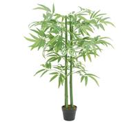 Runheo Arbre en bambou artificiel avec 384 feuilles, hauteur 120 cm, troncs en bambou et fibres textiles, arbre artificiel vert dans pot en plastique pour salon, bureau, balcon, décoration facile