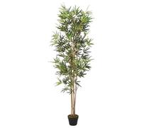 Runheo Arbre en bambou artificiel avec 828 feuilles vertes, hauteur 150 cm, pot en plastique, plante artificielle facile d'entretien, idéale pour salon, bureau, terrasse, décoration réaliste