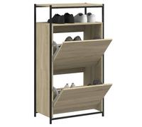 Runheo Armoire à Chaussures chêne Sonoma compacte 60x34x112cm Bois d'ingénierie Support Rangement pour entrée Couloir vestiaire Meuble Organiseur Chaussures etampes tiroirs modulables