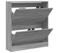Runheo Armoire à Chaussures Sonoma Gris 80x21x87,5cm Bois d'ingénierie Support Pratique pour Rangement Efficace dans entrée, Couloir ou vestiaire avec tiroirs rabattables