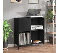 Runheo Armoire à disques, noir, en bois avec pieds en métal, 84,5 x 38 x 89 cm, espace de rangement pour vinyles, salon, buffet, vitrine, organiseur, étagère pour bureau et salle à manger