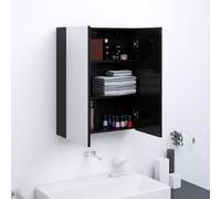 Runheo Armoire à Miroir de Salle de Bain Noir Brillant 60x15x75 cm en MDF mélamine avec 2 Portes Rangement Mural pour Salle de Bain Meuble Vasque Colonne sous lavabo Espace Gain Place