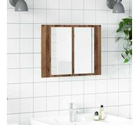 Runheo Armoire à Miroir LED Vieux Bois en Bois d'ingénierie 60x12x45 cm avec Rangement Mural Suspendu pour Salle de Bain Miroir Meuble lavabo Colonne Placard Commode