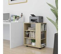 Runheo Armoire à roulettes chêne Sonoma 60x35x75 cm Bois d’ingénierie Meuble Rangement Bureau Chambre Salon avec 4 roulettes Dont 2 verrouillables, Caisson modulable pour Organiser Espace