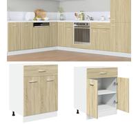 Runheo Armoire à tiroirs Lyon en Bois d'ingénierie Chêne Sonoma 60 x 46 x 81,5 cm avec Porte et étagère pour Rangement Cuisine Salon Salle à Manger