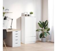 Runheo Armoire Blanc en Bois d'ingénierie 55,5x34x119,5 cm avec tiroir, Portes, étagères, Rangement Polyvalent pour Salon, Salle à Manger, Bureau, Meuble Buffet, Commode, Console