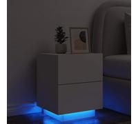 Runheo Armoire de Chevet en Bois d'ingénierie Blanc avec lumières LED RVB, 7 tiroirs pour Rangement Pratique, Table d'appoint Stable pour Chambre Adulte Enfant Salon dortoir