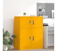 Runheo Armoire de rangement en acier jaune moutarde de 90 x 40 x 40 cm verrouillable pour bureau et bureau à domicile, armoire de bureau polyvalente avec porte en métal, idéale pour l'organisation de