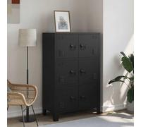 Runheo Armoire de rangement industrielle noire en acier avec 6 portes 75 x 40 x 120 cm, étagères, porte-plaque nominative et fentes d'aération pour l'ordre et l'espace de rangement robuste dans le