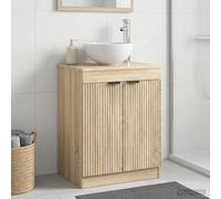 Runheo Armoire de Salle de Bain en Bois d'ingénierie chêne Sonoma 54 x 41 x 70 cm, Meuble lavabo avec étagère et Porte, Rangement sous Vasque pour Salle de Bain, WC, buanderie