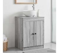 Runheo Armoire de Salle de Bain Gris Sonoma en Bois d'ingénierie 54 x 41 x 70 cm avec Porte pivotante, poignées métal et Grand Espace de Rangement Pratique pour Meuble lavabo Vasque