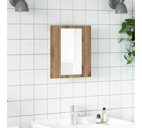 Runheo Armoire de Salle de Bain Miroir LED chêne Artisanal 40x12x45 cm Rangement Mural Suspendu Porte étagère Commode Vasque Colonne éclairage RVB