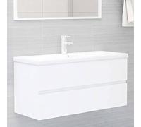 Runheo Armoire d'évier Blanc en Bois d'ingénierie avec lavabo encastré en céramique, Robinet intégré, tiroir de Rangement, Meuble sous-Vasque pour Salle de Bain, Toilette, Organiseur Pratique