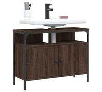 Runheo Armoire lavabo Salle de Bain chêne Marron 80x30x60 cm Meuble sous Vasque Rangement tiroir Porte étagère Robuste Design Peu encombrant pour Toilette Douche buanderie
