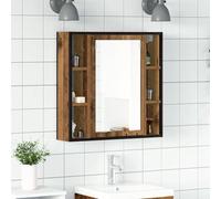 Runheo Armoire Miroir Salle de Bain Vieux Bois d'ingénierie 60x16x60 cm Meuble lavabo Rangement Suspendu Porte étagère tiroir Organisateur Gain Place aménagement Mural Simple Double Colonne