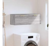 Runheo Armoire Murale Bois d'ingénierie Sonoma Gris 100x36,5x35 cm Meuble Rangement Suspendu pour Bureau Chambre Salon Cuisine avec Compartiments Portes Pratiques
