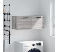 Runheo Armoire Murale Bois d'ingénierie Sonoma Gris 80x36,5x35 cm Meuble Rangement Suspendu avec Compartiment et Porte pour Salon Bureau Chambre Cuisine