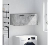 Runheo Armoire Murale Gris béton en Bois d'ingénierie 80x36,5x35 cm avec Porte, casier Rangement Pratique pour Salon Chambre Cuisine Bureau, Meuble Suspendu Fonctionnel et décoratif