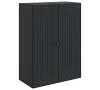 Runheo Armoire Murale Noir en Bois d'ingénierie 66 x 34,5 x 90 cm avec 2 Portes Pivotantes et Etagères, Meuble de Rangement Polyvalent pour Salon Chambre Cuisine Bureau