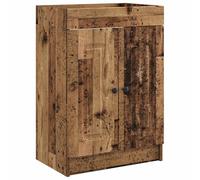 Runheo Armoire sous évier de Salle de Bain en Bois Ancien, Meuble lavabo avec Porte pivotante, étagère intégrée, Rangement Fonctionnel pour Vasque, Colonne compacte pour Toilette et buanderie