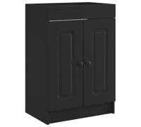 Runheo Armoire sous évier de Salle de Bain Noir en Bois d'ingénierie 78,5 x 37,5 x 81 cm avec étagère, Porte pivotante, Rangement Pratique pour lavabo, tiroir, Colonne, Salle Bain, buanderie