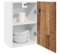 Runheo Armoire suspendue Lyon aspect bois vieilli, 40 x 31 x 60 cm, armoire murale avec porte, espace de rangement et étagère pour cuisine, salle à manger, garde-manger et bar café